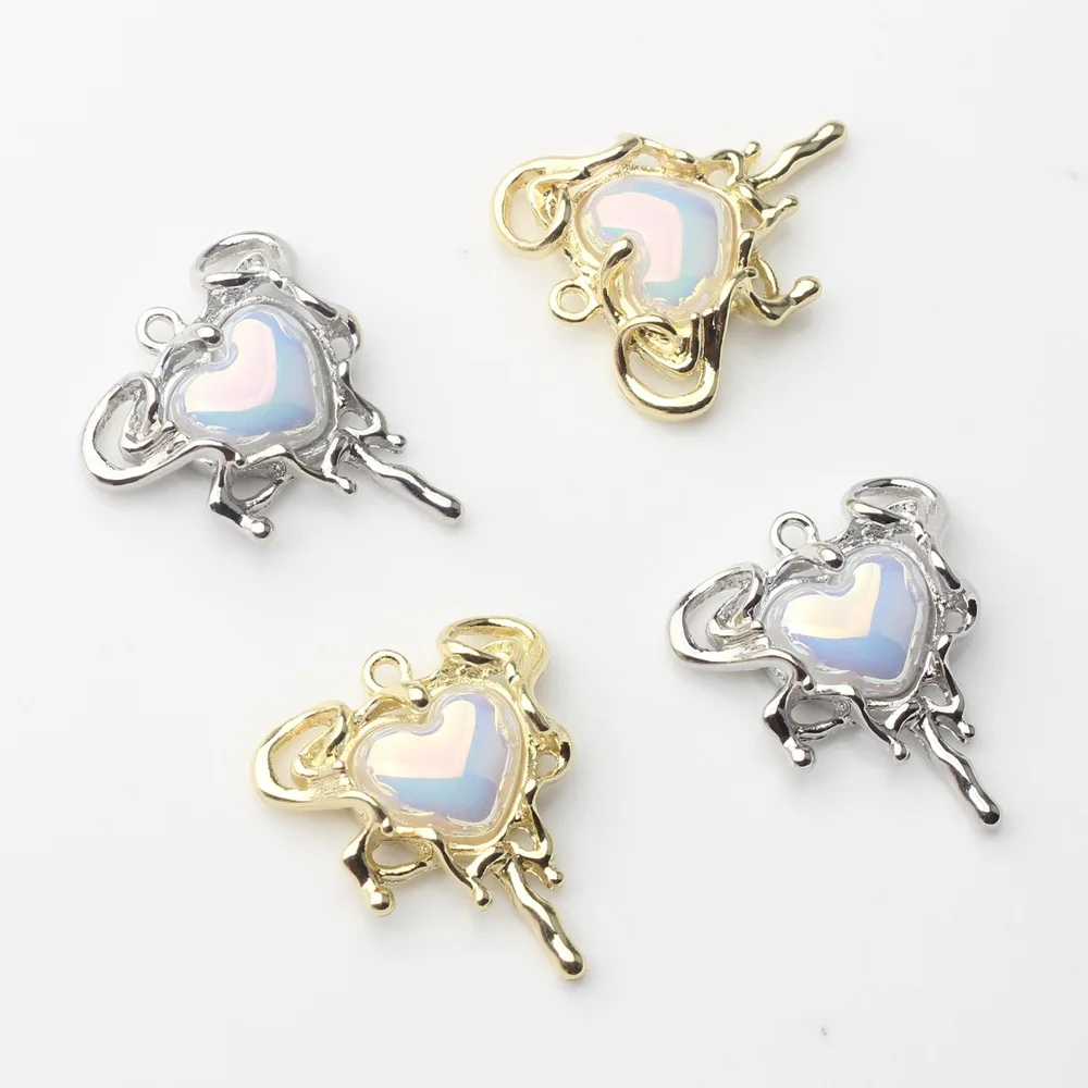 Lace Inlaid Resin Heart-shaped Charms for Jewelry Making