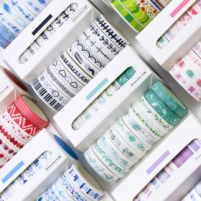 

8mmX3mX10Roll Cute Washi Tape Kawaii Flower Masking Tape Decorative Tape For Sticker Scrapbooking Photo Album