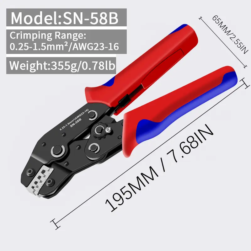 SN-58B 0.25-1.5MM², AWG24-16 Non-insulated Crimper for Dupont Jumper Wire EPS PCIE SATA PINS MOLEX JST Terminals Crimping Plier image 4