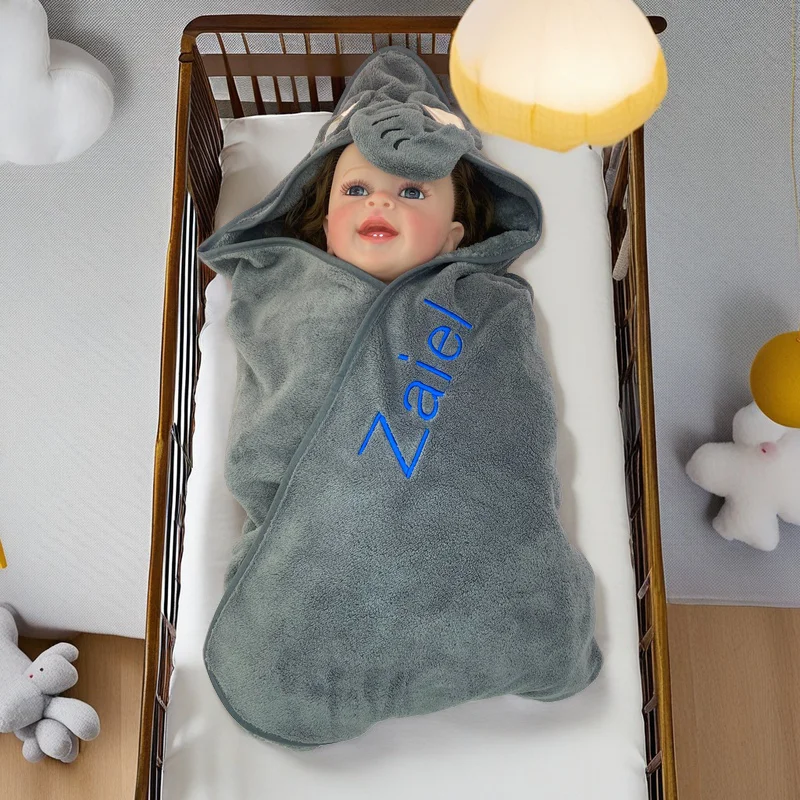 Kids Bath Towel Personalized Name Kids Bath Towel Cartoon Animal Soft Newborn Hooded Towel Absorbent Infant with Cap Baby Shower Gifts