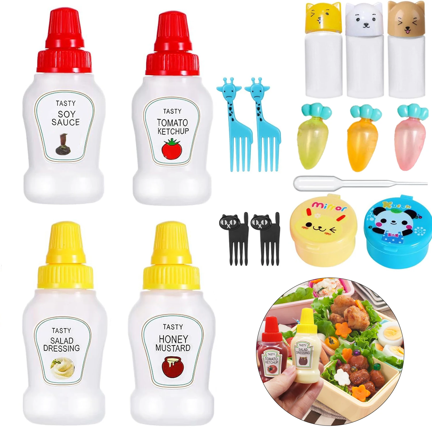 Mini Sauce Box Squeeze Bottle Tomato Honey Condiment Dispenser Containers For Kids Lunch Box Ketchup Jars Kitchen Accessories