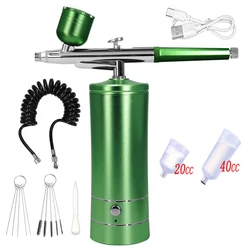 Portable Airbrush Kit for Nail Art, Cake Decorating, and Craft Painting (Green)