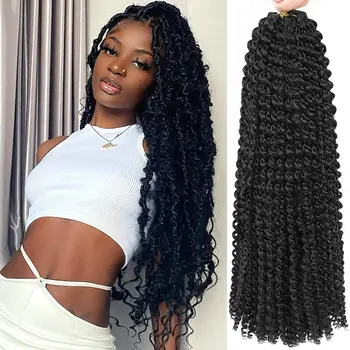 24" Passion Twist Hair 8Packs Freetress Water Wave Crochet Hair Synthetic Curly Braiding Hair For Butterfly Locs Crochet Braids 1