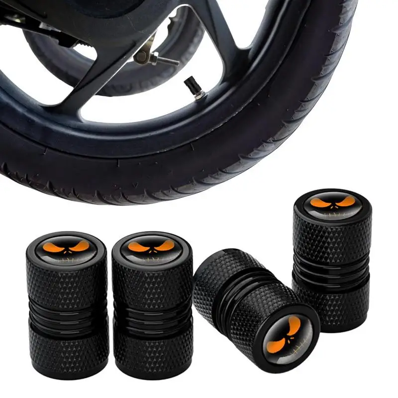 

4 Pcs Car Tire Valve Caps Skull Wheel Valve Caps Auto Tyre Air Valve Stem Caps Dust Cover Car Vehicles Motorcycles Styling