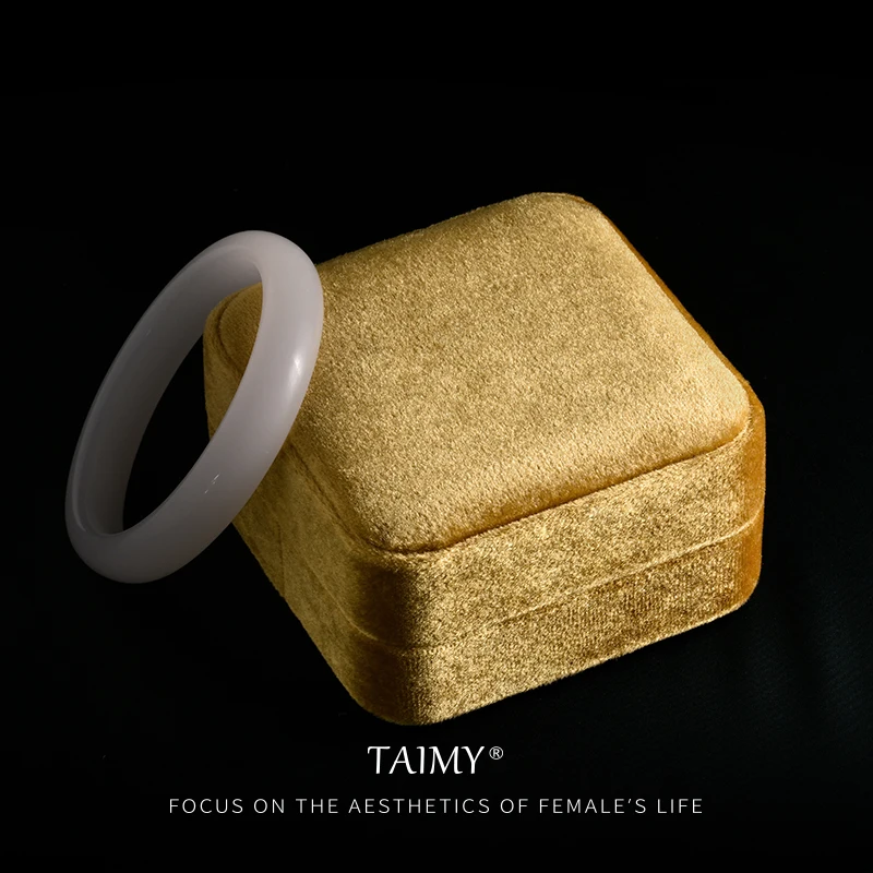 TAIMY Plush Velvet Jewelry Box Jade Bracelet Storage Box Gemstone Bracelet Case Free Custom Logo Wholesale Jeweler Packging Case