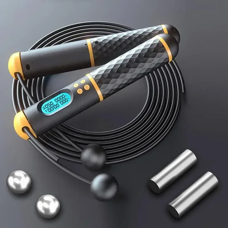 

With 2 Adjustable Rope Cordless Digital Gym Jump Fitness Non-slip Equipment Exercise Ropes Counter In Skipping Ball 1 Handle