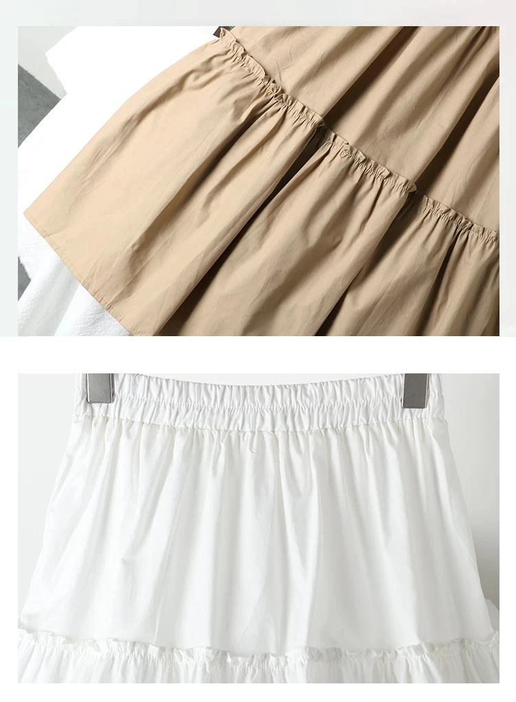 Fungus Skirts Womens 2021 New Spring Summer Korean Style Large Swing A-Line Skirt High Waist Casual Cotton Cake Skirts For Women wrap skirt