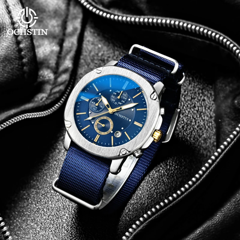 ochstin hot model 2024 personalized versatile creative nylon series multi-function quartz movement watch men's quartz watches