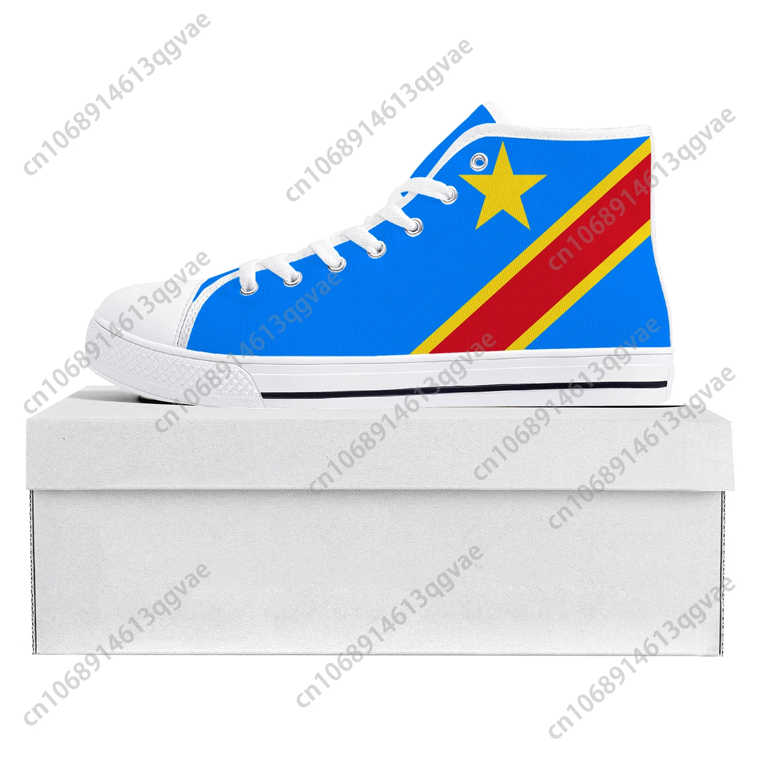 Democratic Republic of the Congo Flag High Top High Quality Sneakers Mens Womens Teenager Canvas Sneaker Couple Shoe Custom Shoe