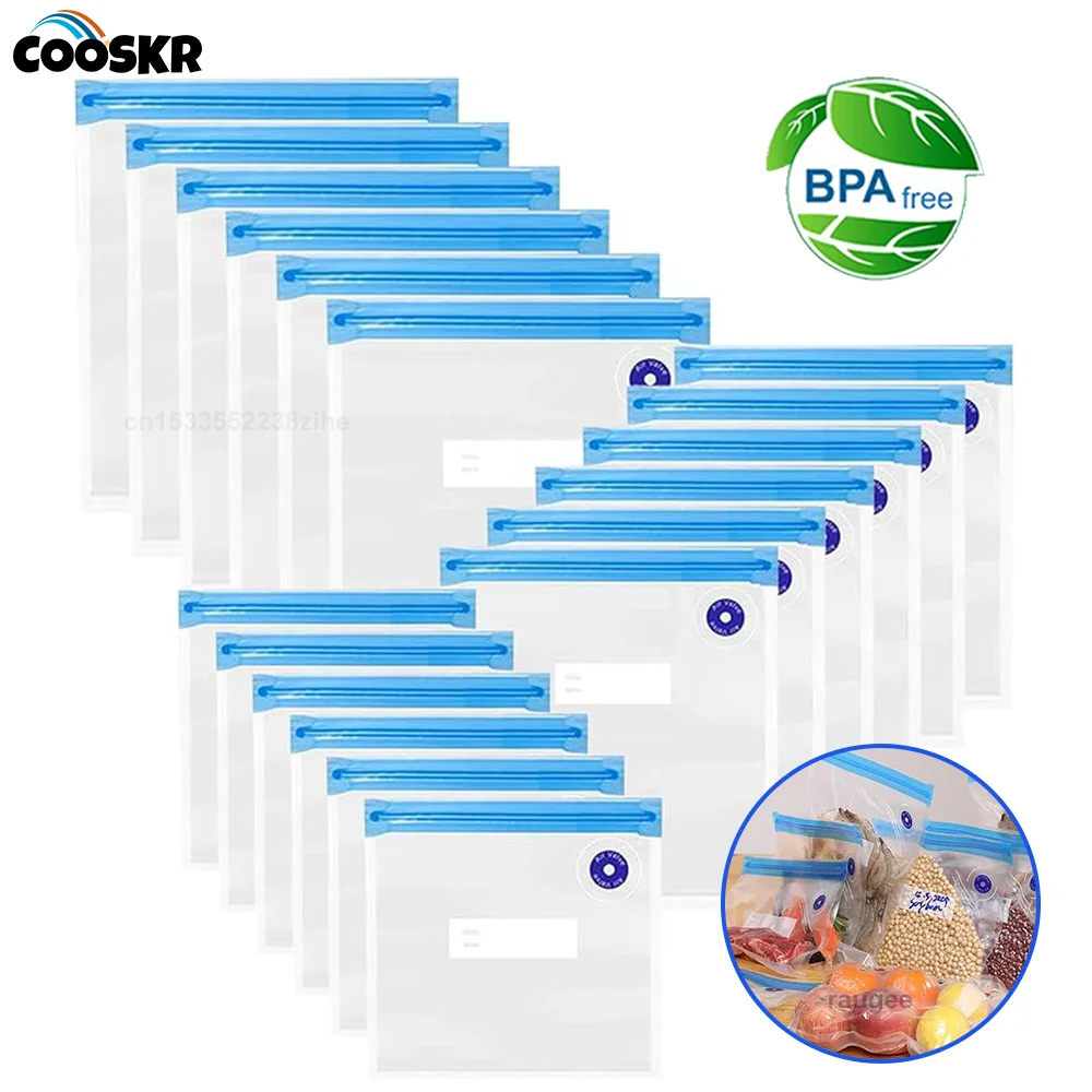 진공 밀봉기 가방 진공 포장 가방 식품 재사용 가능한 진공 식품 신선한 보관 가방 BPA 프리 진공 지퍼 가방 10개 30개