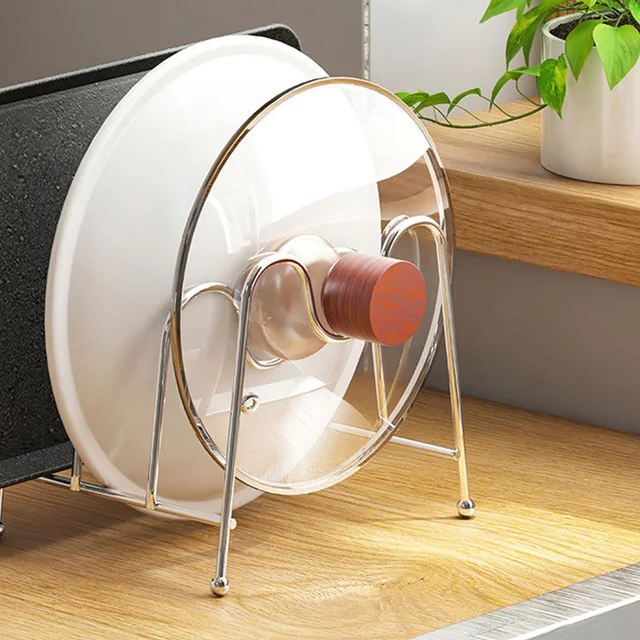 주방 공간을 정리하고 편의성을 향상시키는 3층 냄비 뚜껑 랙