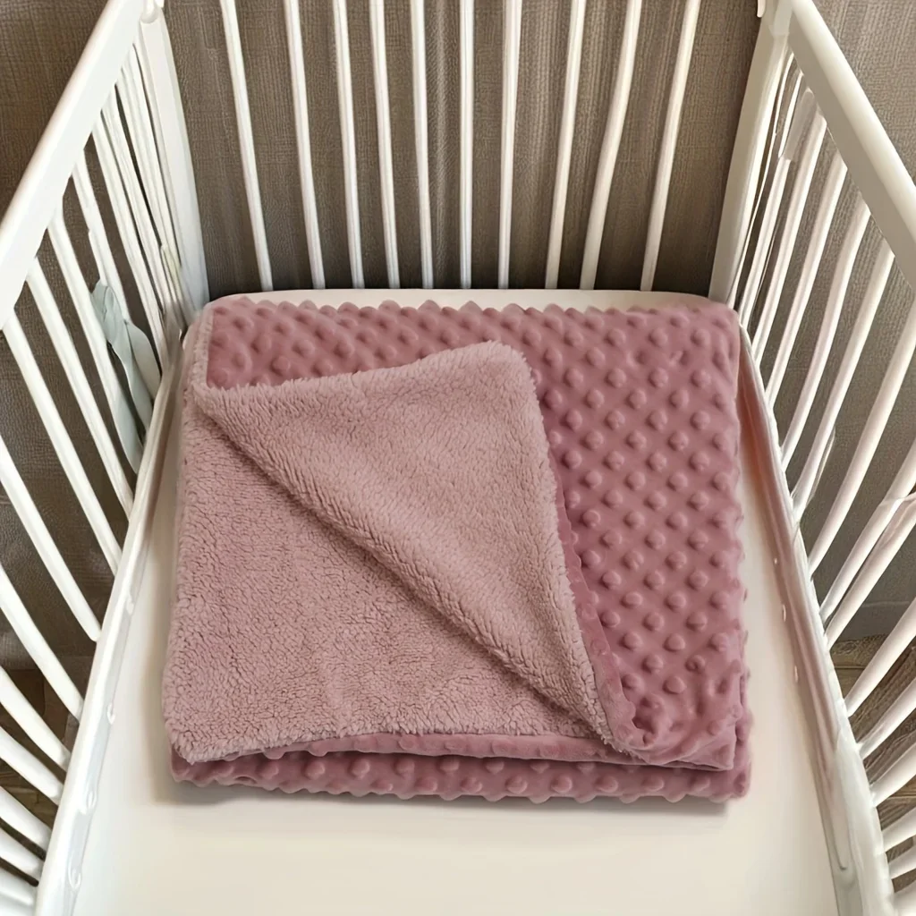 75*100cm Newborn Baby Soft Minky Dot Blanket Soft 3D Dotted Solid Color Winter Warm Velvet Stroller Blanket Covers for Kids 5
