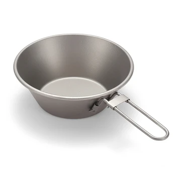 야외 캠핑 순수 티타늄 초경량 프라이팬, 접이식 손잡이, 야외 캠핑 프라이팬, 철판 식기