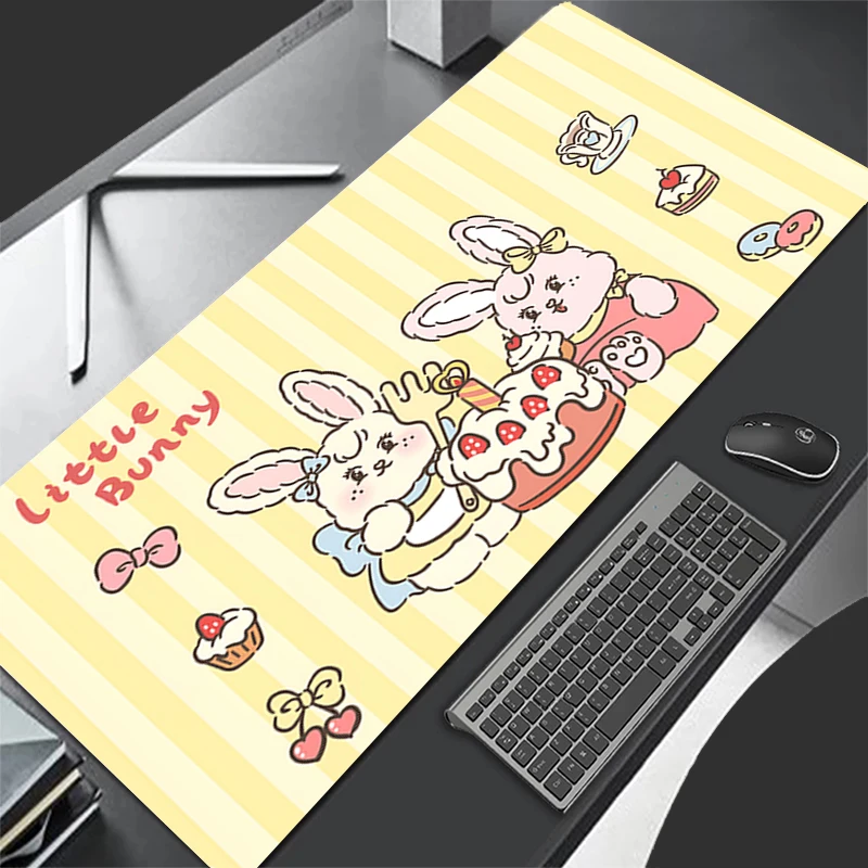 Mouse Pad XL Lockedge Large Gaming Accessories Computer Gamer Keyboard Pad Bunny Rabbit Mouse Mat Desk XXL Mousepad For gift 4