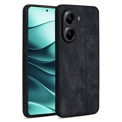 Premium Soft PU Leather Protective Back Cover for POCO X6 Pro (Black)