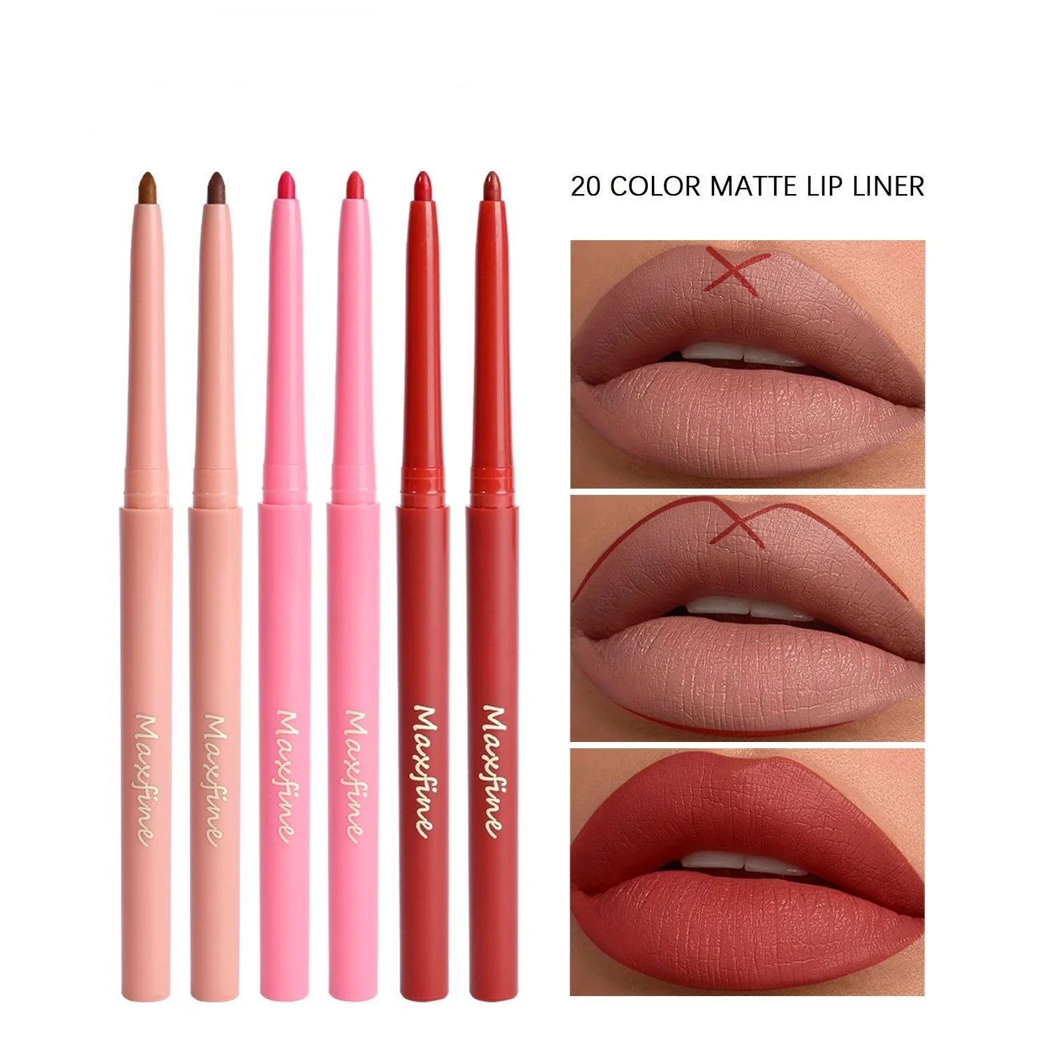 20 Colors Matte Lipstick Pen Nude Pink Matte Solid Lip Gloss Waterproof Long Lasting Lipstick Pencil Lip Liner Pen Lip Makeup 3