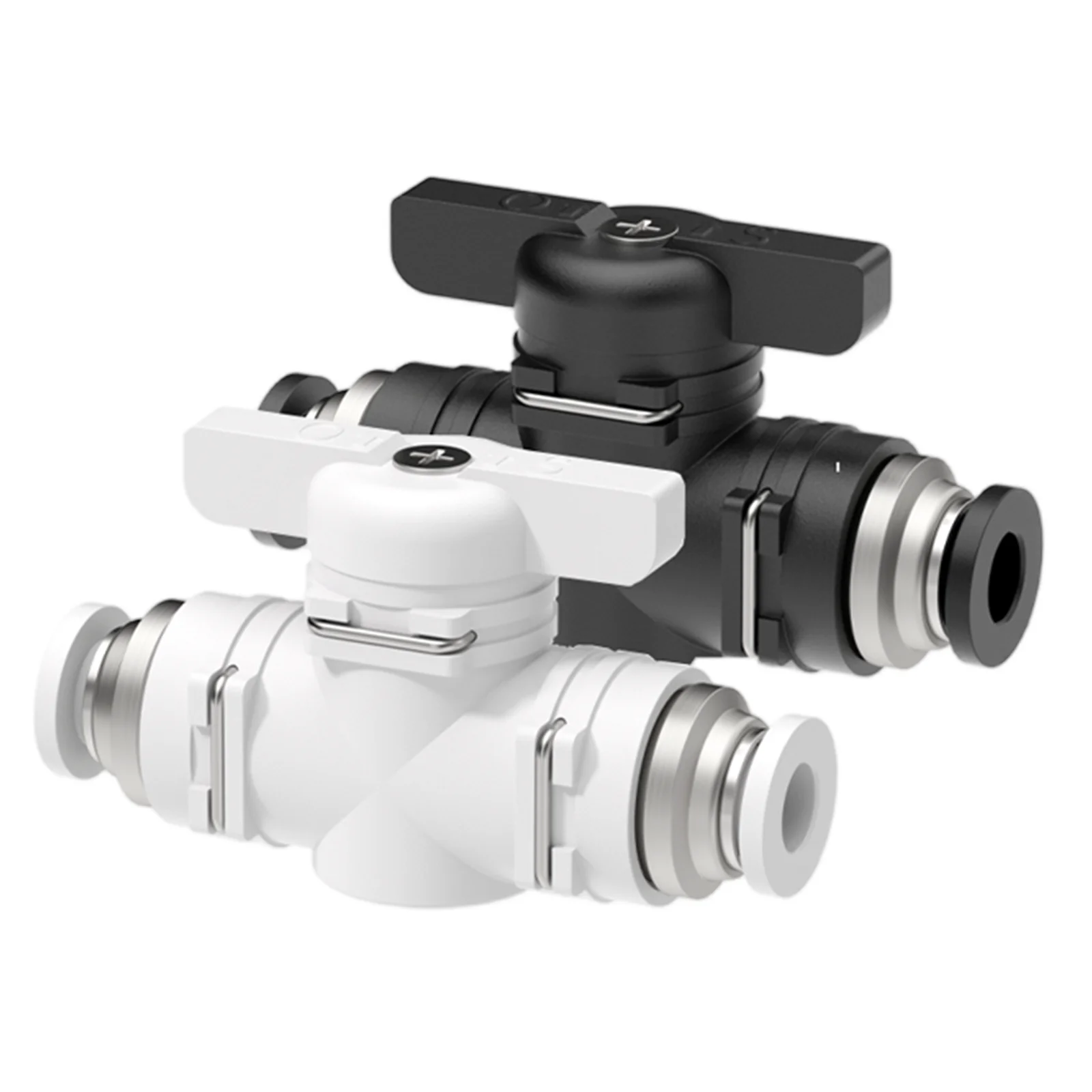 ข้อต่อแบบกดเร็วสำหรับระบบนิวเมติก BUC ขนาด 4 มม. 6 มม. 8 มม. 10 มม. 12 มม. 14 มม. 16 มม. พร้อมวาล์วควบคุมแบบมือหมุน ป้องกันกระแสเกิน 1