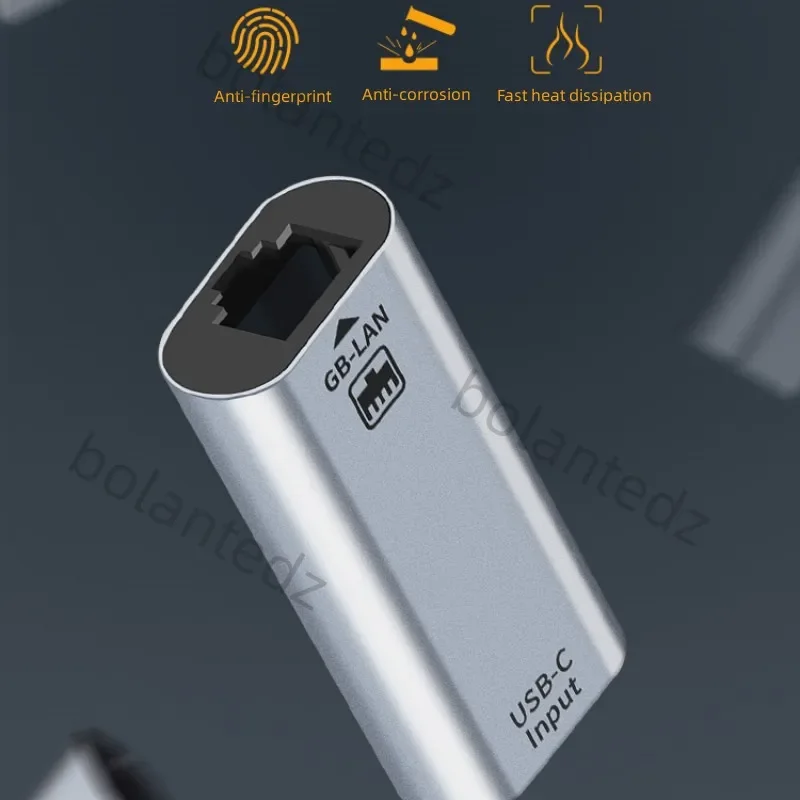 PC 노트북 스마트폰용 유선 LAN 네트워크 카드, USB C 암-RJ45 암 USB C 타입-이더넷 어댑터, 10/100/1000 기가비트
