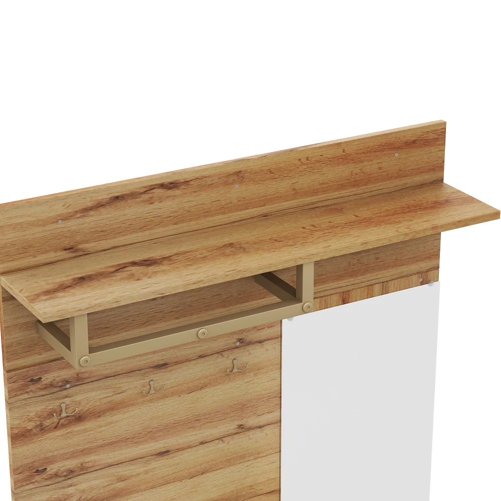 Kleiderschrank-Set, kompakter Kleiderschrank, Flurgarderobe mit Spiegel und Kissen, Kleiderschrankpaneele für Flur und Boden, 100 x 190 x 38 cm – Detail 18
