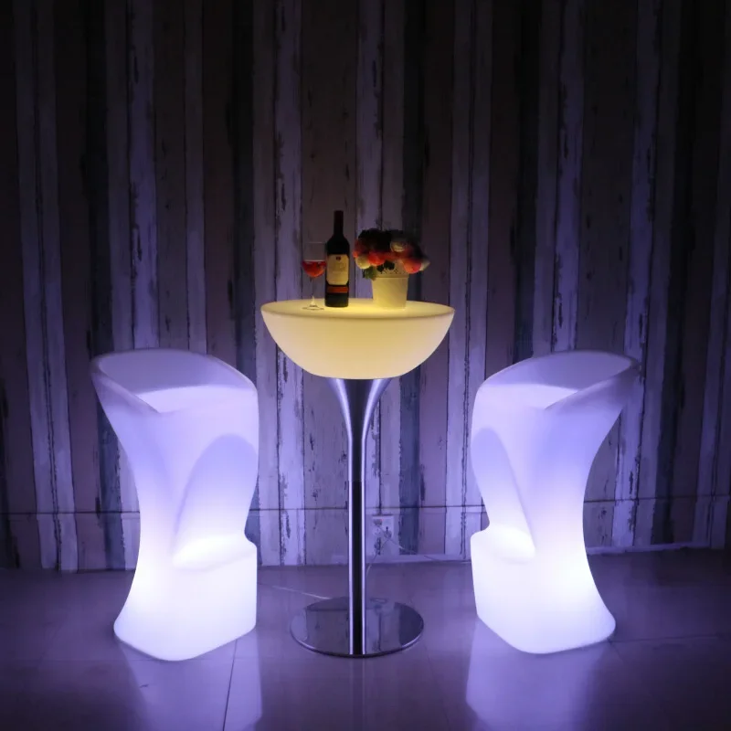 New Led Luminous And Chairs High Table Bar Counter Table Bar Colorful Outdoor Activities Combination Furniture Ktv Coffe
