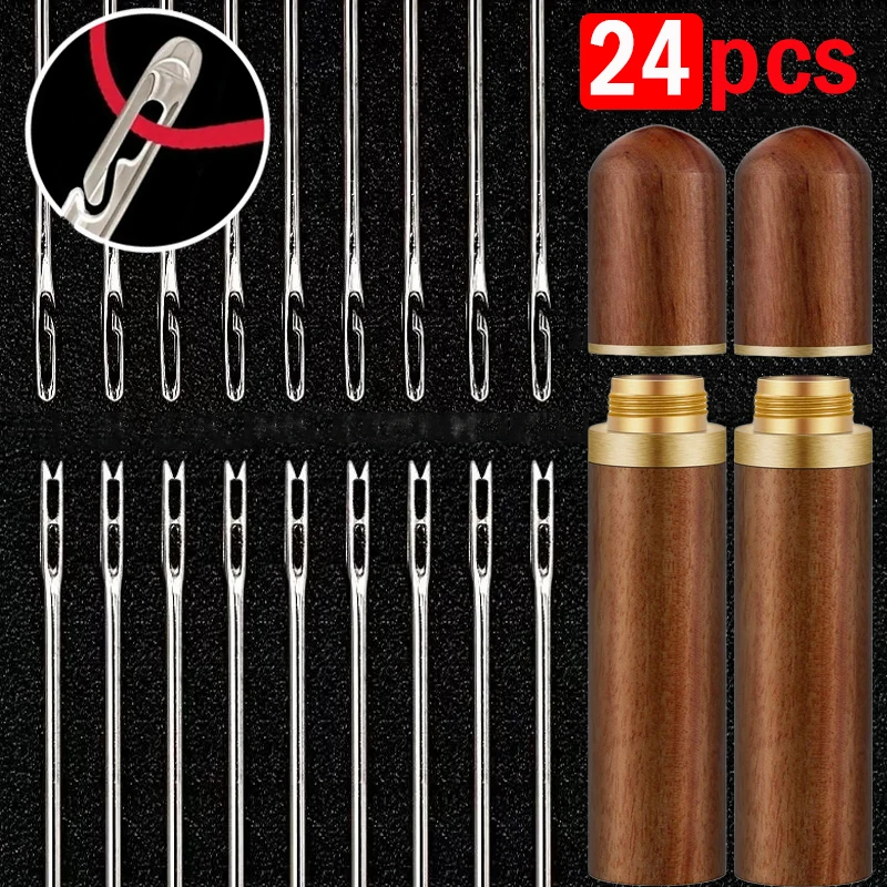 6/12/24pcs Blind Sewing Needles Elderly With Big Hole Stainless Steel