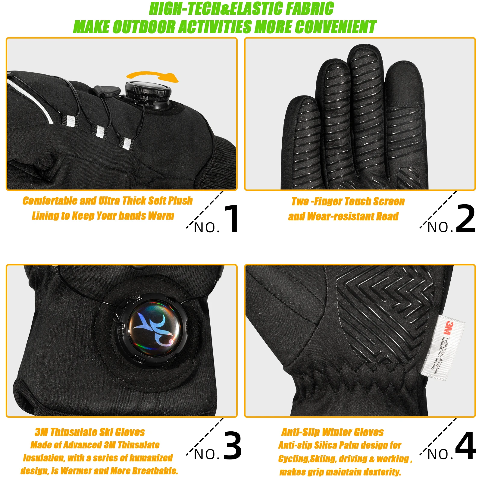 Winter Gloves for Men  -20°F 3M Thinsulate Cold Weather Gloves for Cycling Running Shiing 5