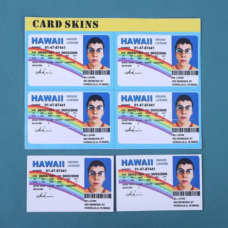 1/4PCS Mclovin Bank Credit Cards Bus Pass Stickers Cool Decoration Waterproof Card Driver's License Credit Card Sticker