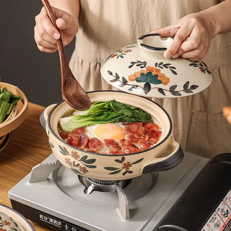 Clay Saucepan Ceramic Stock Pot Gas Casserole Soup Pan