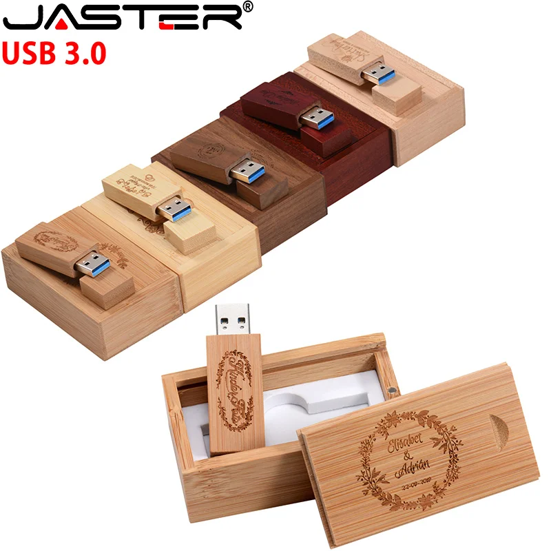 JASTER 30 개/몫 USB 플래시 드라이브 3.0 고속 메이플 우드/대나무 펜 드라이브 4GB 8GB 16GB 32GB 64GB128GB pendrive 무료 로고 선물