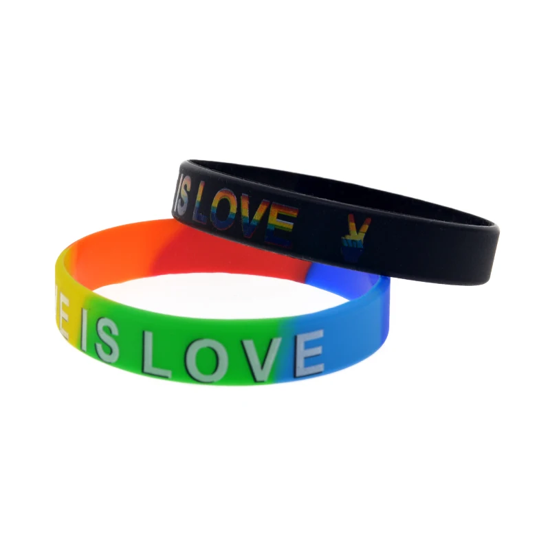 1PC/4PCS bedrucktes Love is Love Silikonarmband in Regenbogenfarben und schwarzem Stolz-Gummiarmband – Detail 11