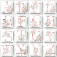 

1pcs Pink White 26 Letters Cushion Cover English Alphabet Throw Pillow Case Decorative Pillowcase Home Textiles Cushion Cover