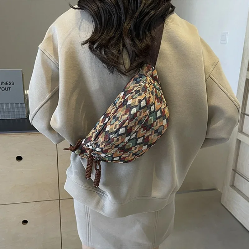 Bohemia Corduroy Belt Bags for Women Fashion Fanny Pack Female Banana Waist Bag Hip Purse Shoulder Crossbody Chest Bag Pocket