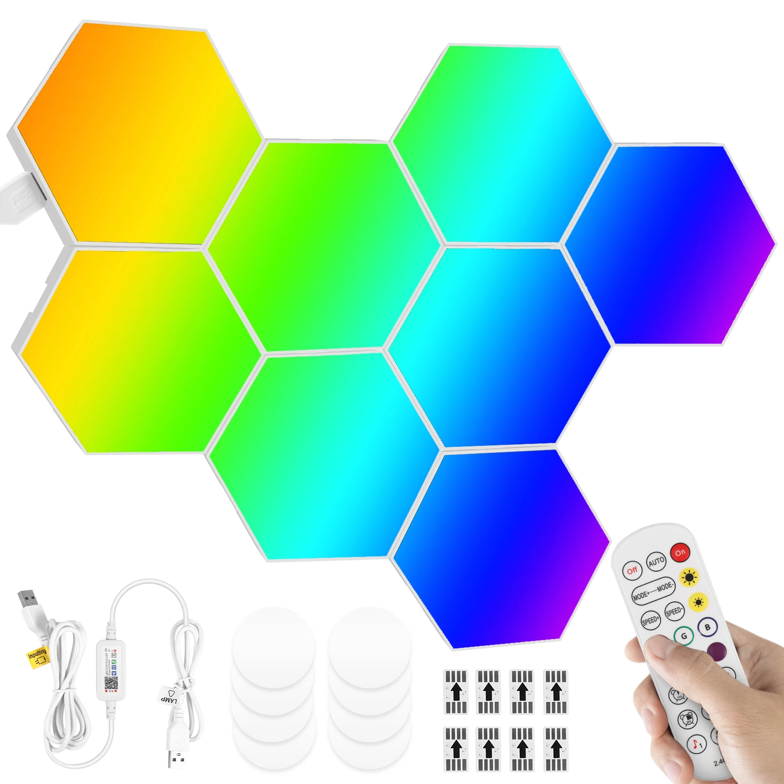 8/10/12 Pcs Hexagon LED Lights Modular DIY Hexagon Wall Light APP and Remote Control Smart RGB Gaming Light Music Sync Hexagon