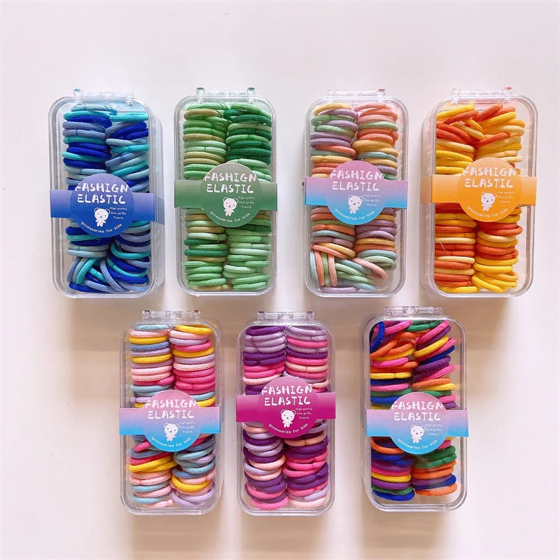 haargummi mädchen 60 teile/satz Mädchen Daumen Haar bänder Boxed Kopf Seil elastische Gummibänder kleine Haar gummi haarschmuck mädchen für Kinder Baby – Detail 5