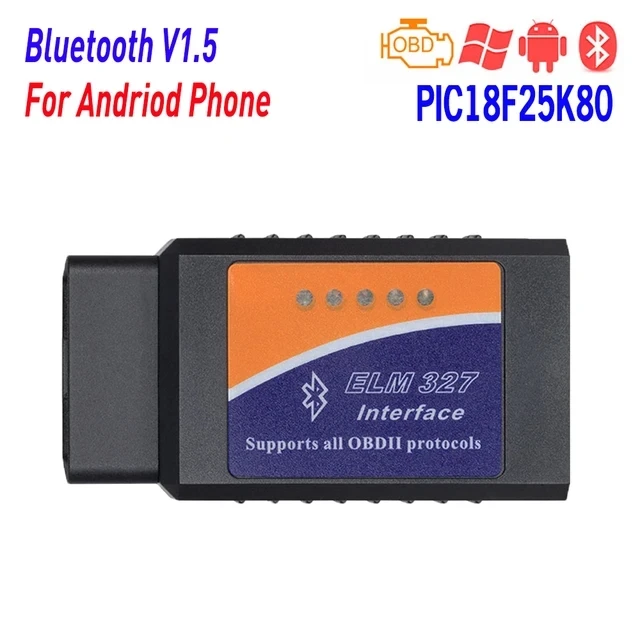 

Bluetooth ELM327 V1.5 PIC18F25K80 Chip Car OBD2 Code Reader BT J1850 Power Switch on/off OBDII ELM 327 Diagnostic tool Scanner