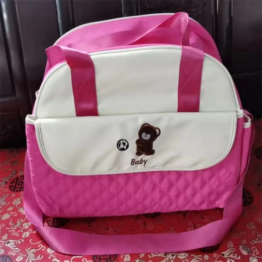 Creative Cartoon Mommy Bag Bear Pattern Large Capacity Mommy Crossbody Bag Lightweight Hand-held Portable Diaper Bag Mommy Use