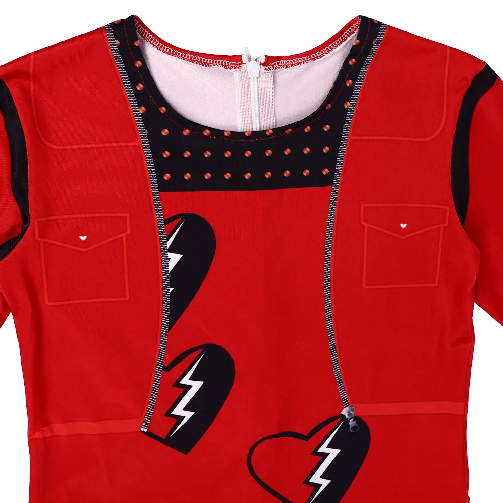 Descendants 4 Cosplay Costume for Girls Movie The Rise of Red Princess Bodysuit Halloween Birthday Party Dresses Wig Suit