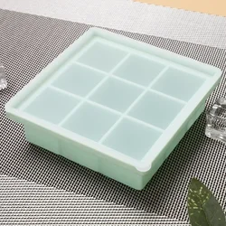 Silicone Baby Food Freezer Tray with Lid - BPA Free 9 - Pot Storage Container (Green)