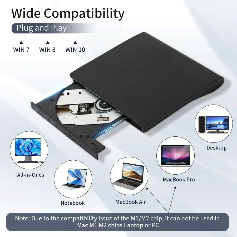 External DVD RW CD Writer USB 3.0 DVD Recorder Portable Slim Optical Drive Burner Reader Player Tray Type Portable For PC Laptop dvd drive dvd writer external optical drive