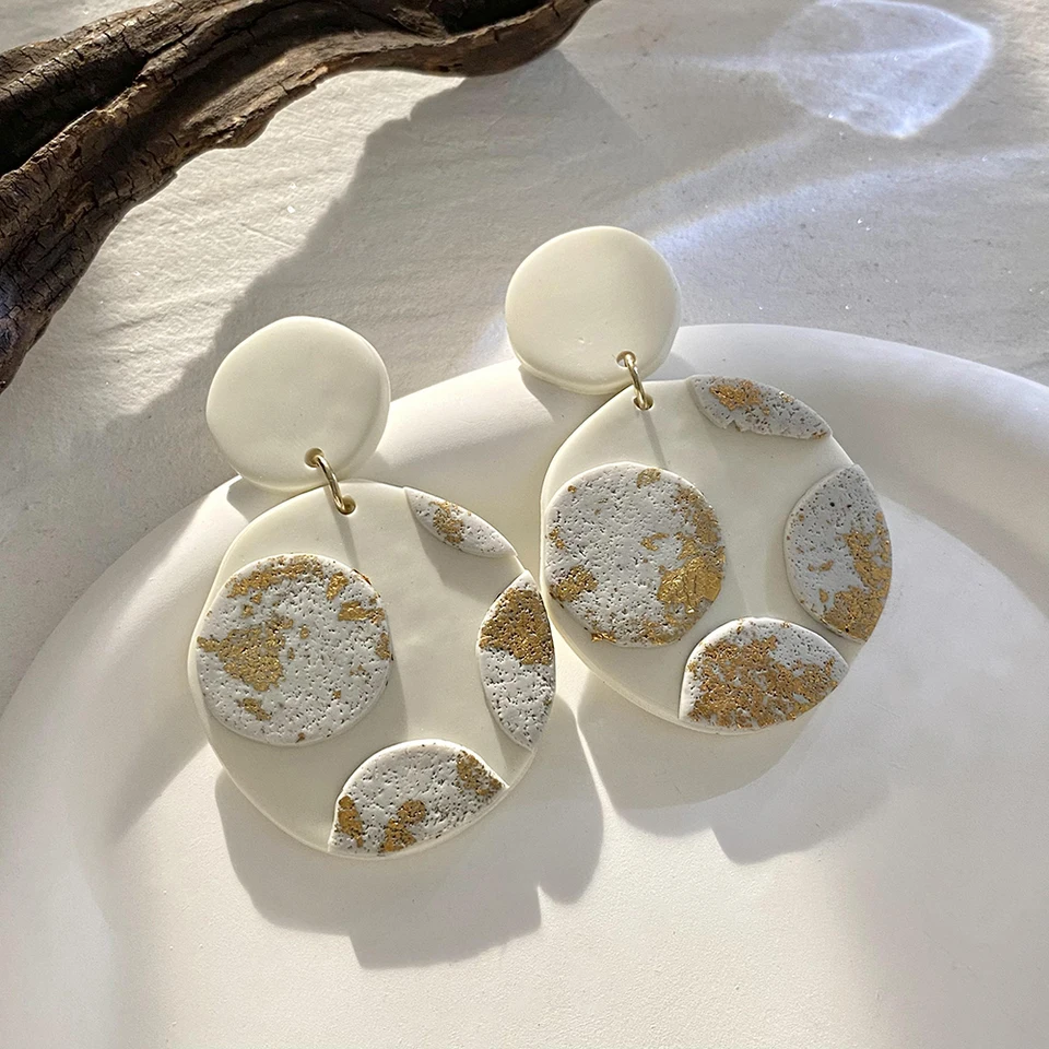 Harlermoon Polymer Clay Rattan Earring Handmade Woven Statement Boho Lightweight Drop Dangle Earrings Jewelry For Women, Polymer Clay, No Gemstone