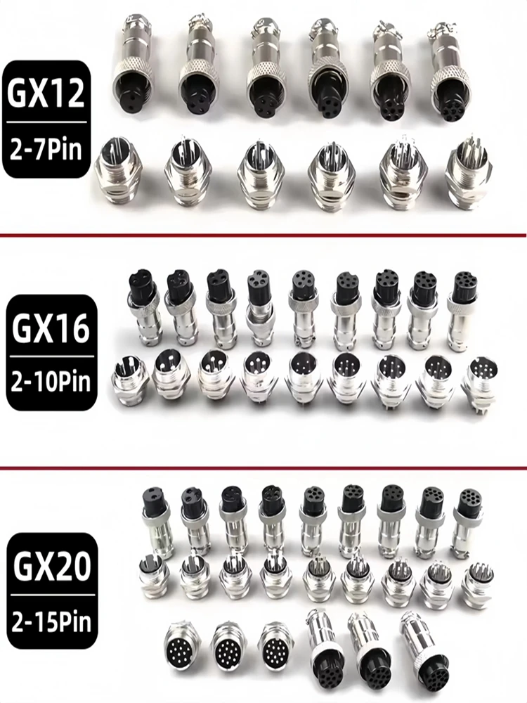 5Set GX12 GX16 GX20 2 3 4 5 6 7 8 9 10 12 14 15 Pin Male Female Docking Aviation Plug Socket Waterproof Circular Connector