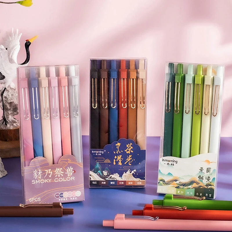 

Gel Pens, 6 Pcs 0.5mm Black Ink Pens, Fine Point Smooth Writing Pens, High-End Series Pens for Journaling Note Taking, Cute Gift