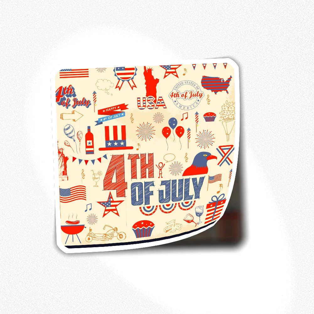 

4TH OF JULY STICKER 130 Sticker for Laptop Decor Bedroom Car Cute Cartoon Art Fashionable Public Suitcase