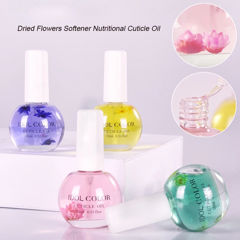 15ml Nail Cuticle Oil with Dried Flower Nourishment Oil Soften Treatment Cuticle Revitalizer Oil Nail Polish Nutrition Oil #GY38