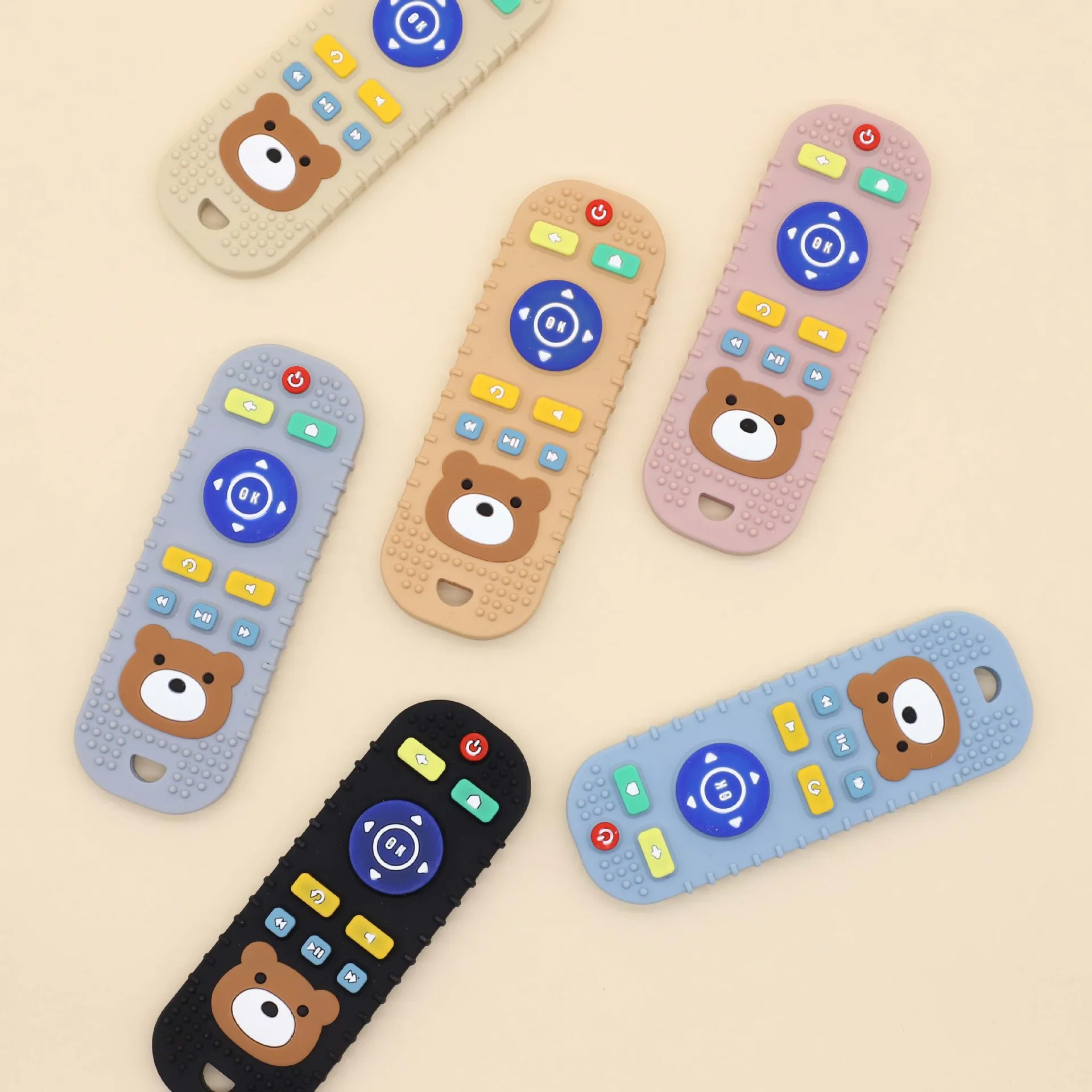 Children's silicone teething remote control baby mouthing period soothing teething teething remote control toys silicone teeth u