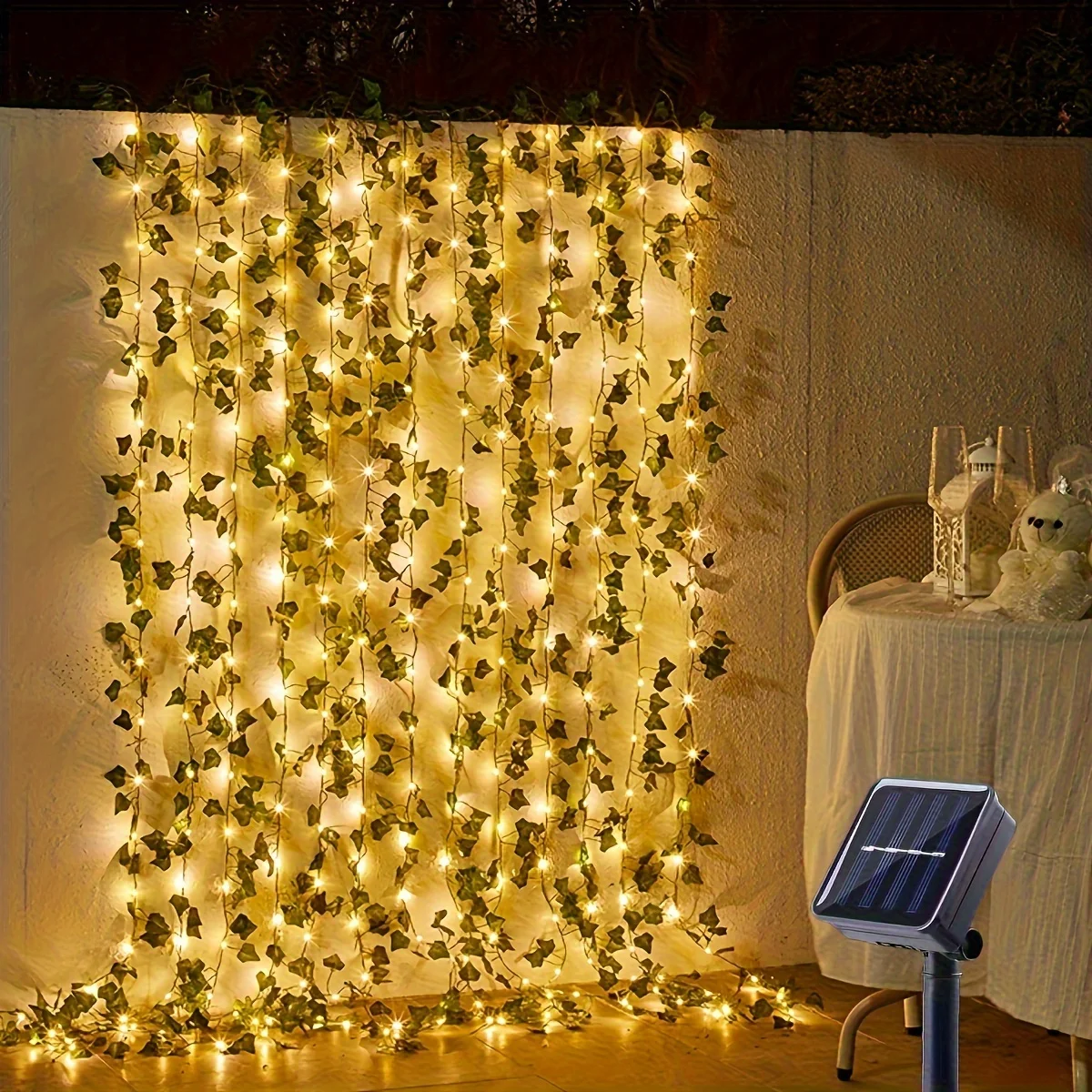 10m 100 LEDs Solar Vine String Light 8 Modes DIY Solar Ivy Fairy Lights String Light Wedding Party Garden Room Wall Decor Light