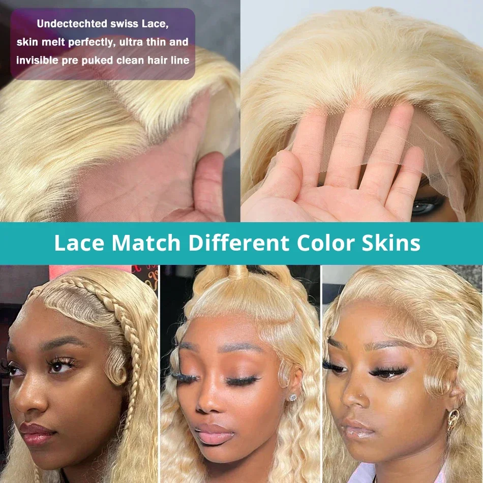 613 Honey Blonde Deep Wave 13x6 HD Lace Frontal Wig Human Hair Wet And Wavy Curly Wigs 30 40 Inch Water Wave Brazilian Colored 13x4 Lace Front Wigs For Women 3