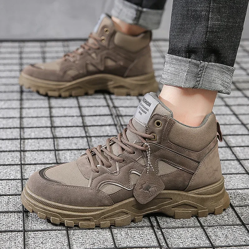 Winter Outdoor Men's Boots Fashion Platform Cowboy Ankle Boots Casual Combat Waterproof Tactical