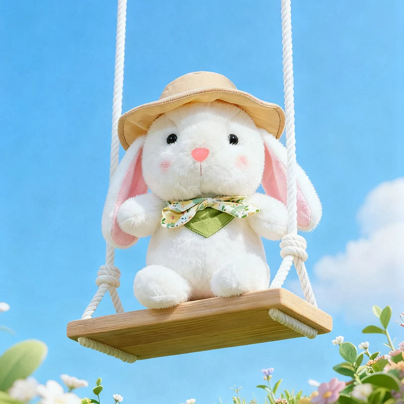 Beautiful Pastoral Bunny Plush Toys Fluffy Cozy Cartoon Sun Hat Little Rabbit Doll Gentle Children Companion Lovely Xmas Gift