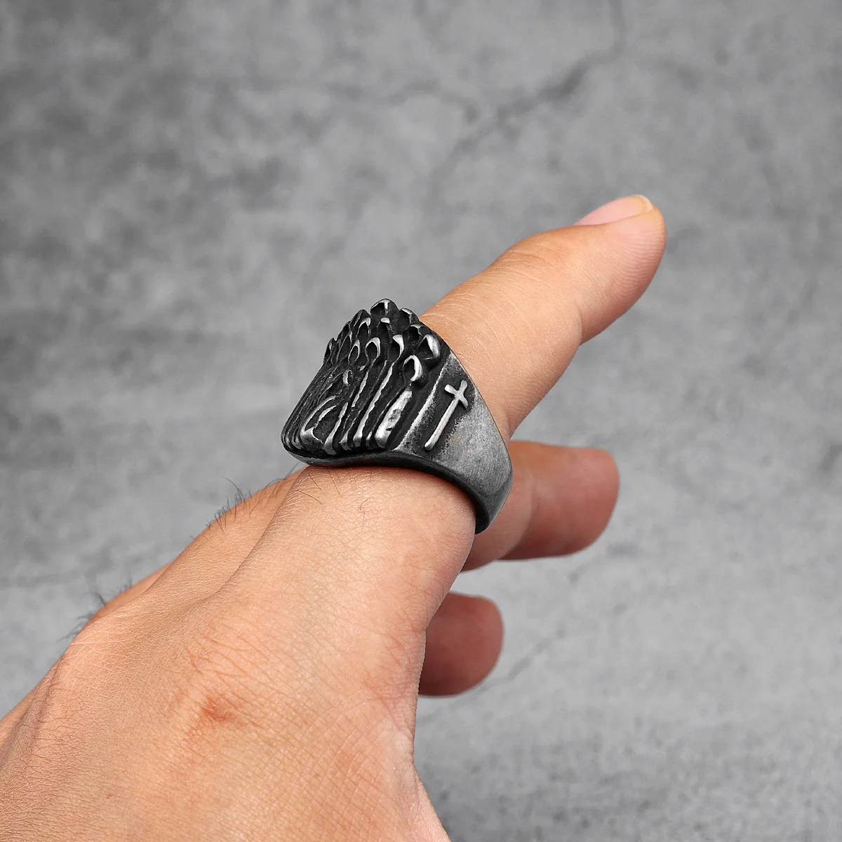 Bible Cross Prayer Men Rings Stainless Steel Women Jewelry Punk Rock Vintage Black Gothic Fashion Accessories Gifts Wholesale 4